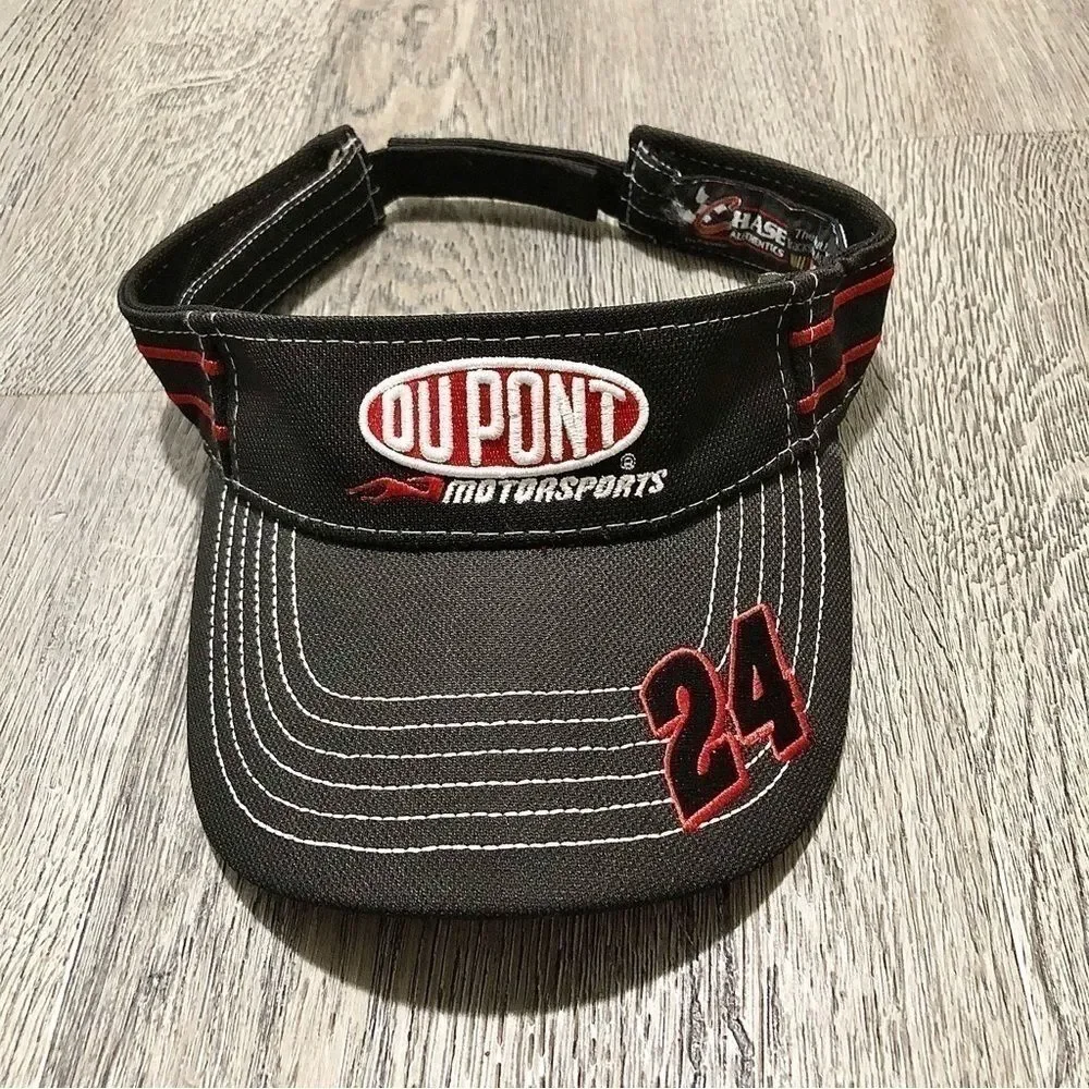 CHASE AUTHENTICS Vtg Dupont Motorsports Jeff Gordon Black Adjustable Visor Hat
